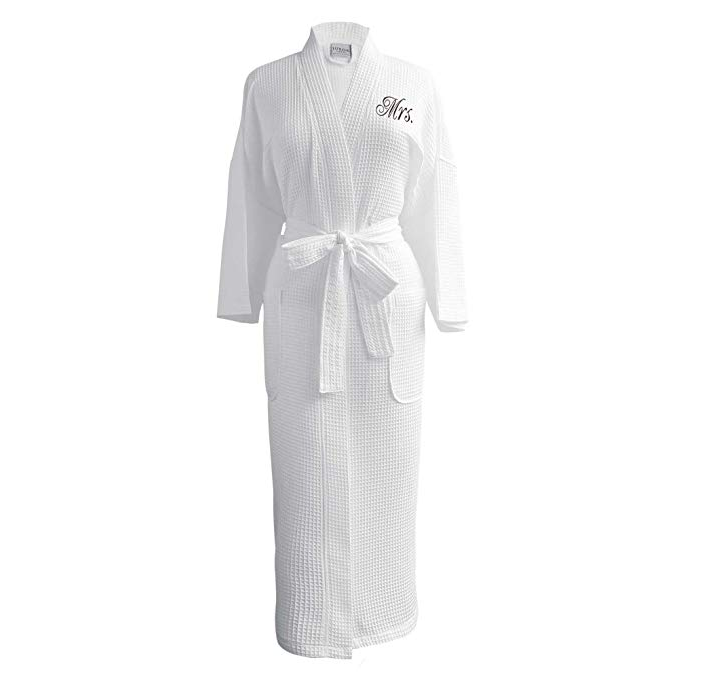 Custom Cotton Waffle Robe Embroidered Monogram