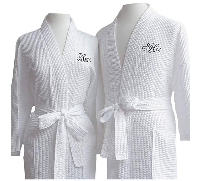 Custom Cotton Waffle Robe Embroidered Monogram