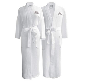 Custom Cotton Waffle Robe Embroidered Monogram